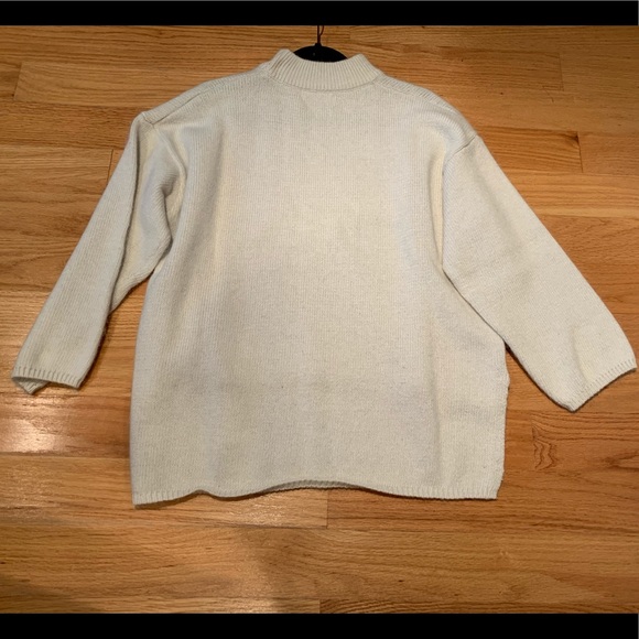 Cream angora hi-low mock turtleneck sweater - Picture 2 of 5